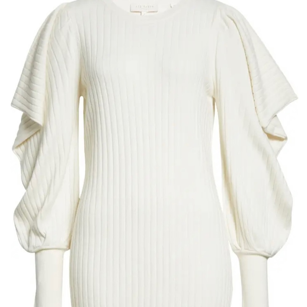 Ted Baker Wilowaa Extreme Sleeve Knit Dress in Natural Size UK 2 (US 4/6)